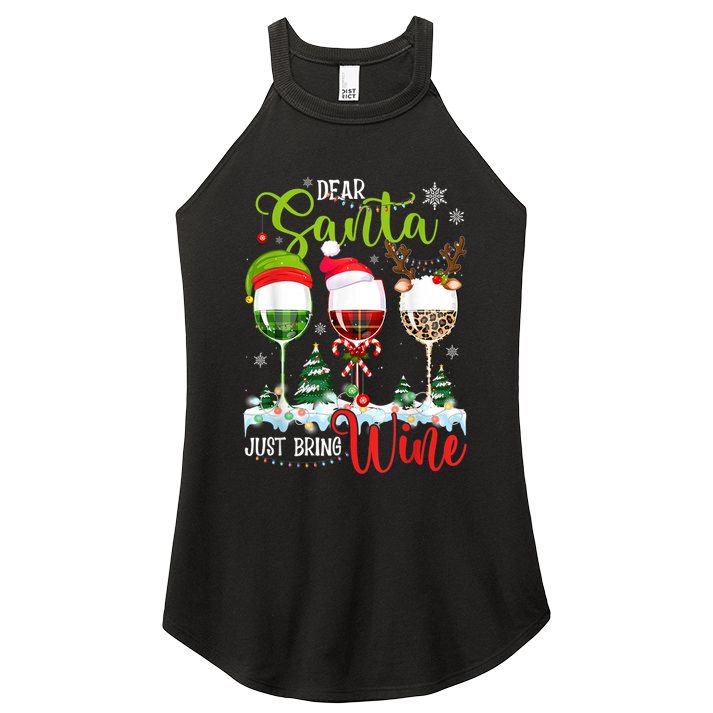 Dear Santa Just Bring Wine Reindeer Dasher Dancer Prancer Gift Women's Perfect Tri Rocker Tank