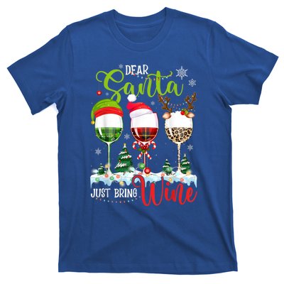 Dear Santa Just Bring Wine Reindeer Dasher Dancer Prancer Gift T-Shirt