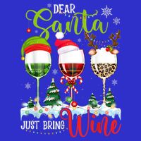 Dear Santa Just Bring Wine Reindeer Dasher Dancer Prancer Gift Button
