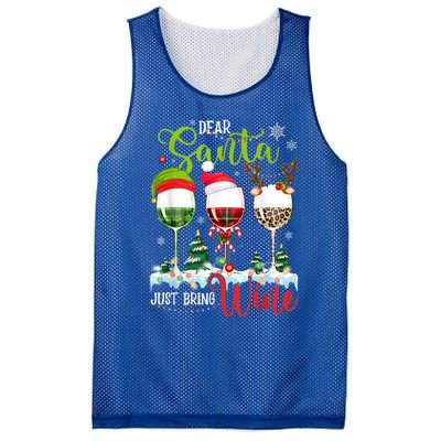 Dear Santa Just Bring Wine Reindeer Dasher Dancer Prancer Gift Mesh Reversible Basketball Jersey Tank