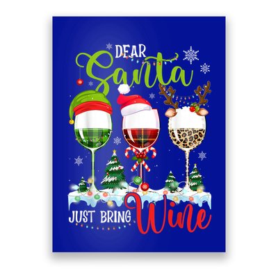 Dear Santa Just Bring Wine Reindeer Dasher Dancer Prancer Gift Poster
