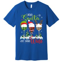 Dear Santa Just Bring Wine Reindeer Dasher Dancer Prancer Gift Premium T-Shirt