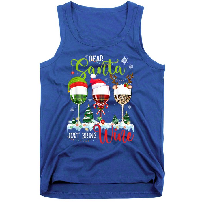 Dear Santa Just Bring Wine Reindeer Dasher Dancer Prancer Gift Tank Top