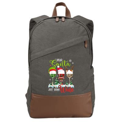 Dear Santa Just Bring Wine Reindeer Dasher Dancer Prancer Gift Cotton Canvas Backpack