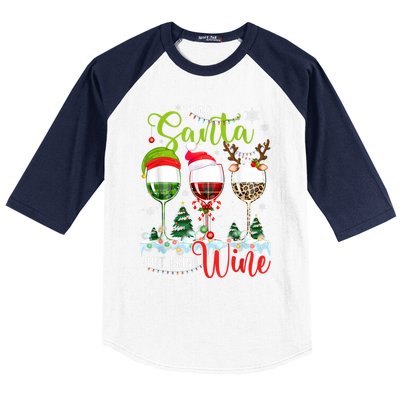 Dear Santa Just Bring Wine Reindeer Dasher Dancer Prancer Gift Baseball Sleeve Shirt