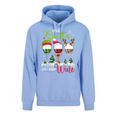 Dear Santa Just Bring Wine Reindeer Dasher Dancer Prancer Gift Unisex Surf Hoodie