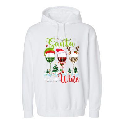 Dear Santa Just Bring Wine Reindeer Dasher Dancer Prancer Gift Garment-Dyed Fleece Hoodie