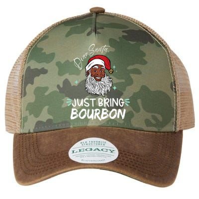 Dear Santa Just Bring Bourbon Funny Black Christmas Santa Gift Legacy Tie Dye Trucker Hat