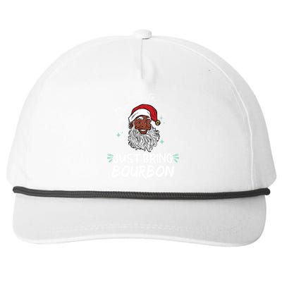 Dear Santa Just Bring Bourbon Funny Black Christmas Santa Gift Snapback Five-Panel Rope Hat