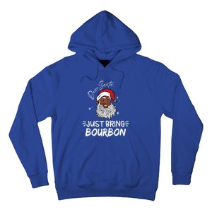 Dear Santa Just Bring Bourbon Funny Black Christmas Santa Gift Hoodie