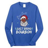 Dear Santa Just Bring Bourbon Funny Black Christmas Santa Gift Long Sleeve Shirt