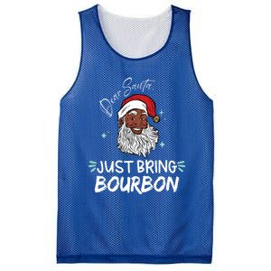 Dear Santa Just Bring Bourbon Funny Black Christmas Santa Gift Mesh Reversible Basketball Jersey Tank