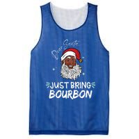 Dear Santa Just Bring Bourbon Funny Black Christmas Santa Gift Mesh Reversible Basketball Jersey Tank