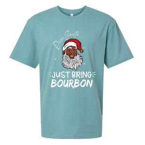 Dear Santa Just Bring Bourbon Funny Black Christmas Santa Gift Sueded Cloud Jersey T-Shirt