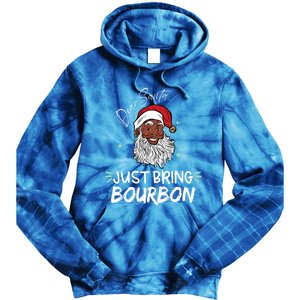 Dear Santa Just Bring Bourbon Funny Black Christmas Santa Gift Tie Dye Hoodie