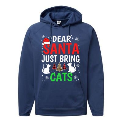 Dear Santa Just Bring Cats Funny Christmas Cat Lover Xmas Cool Gift Performance Fleece Hoodie