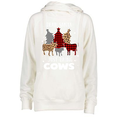 Dear Santa Just Bring Cows Christmas Xmas Funny Meaningful Gift Womens Funnel Neck Pullover Hood