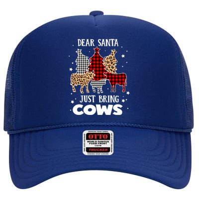 Dear Santa Just Bring Cows Christmas Xmas Funny Meaningful Gift High Crown Mesh Back Trucker Hat