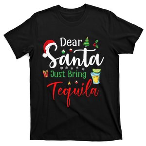 Dear Santa Just Bring Tequila Funny Drinking Christmas  T-Shirt