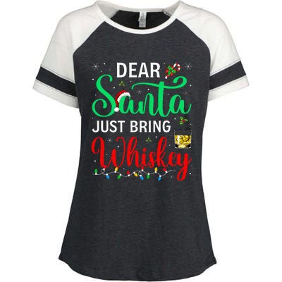 Dear Santa Just Bring Whiskey Xmas Pajamas Enza Ladies Jersey Colorblock Tee