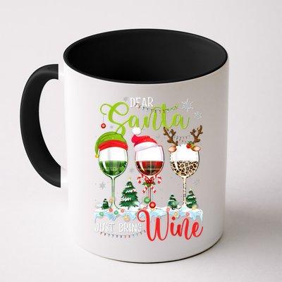 Dear Santa Just Bring Wine Funny Christmas Wine Glasses Mug