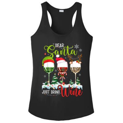 Dear Santa Just Bring Wine Funny Christmas Wine Glasses Ladies PosiCharge Competitor Racerback Tank