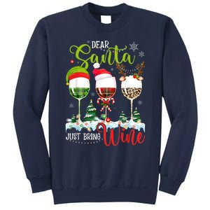 Dear Santa Just Bring Wine Funny Christmas Wine Glasses Sweatshirt