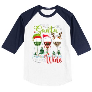 Dear Santa Just Bring Wine Funny Christmas Wine Glasses Baseball Sleeve Shirt