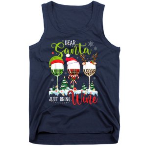 Dear Santa Just Bring Wine Funny Christmas Wine Glasses Tank Top