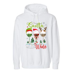 Dear Santa Just Bring Wine Funny Christmas Wine Glasses Garment-Dyed Fleece Hoodie