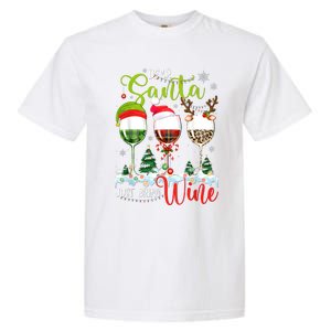 Dear Santa Just Bring Wine Funny Christmas Wine Glasses Garment-Dyed Heavyweight T-Shirt