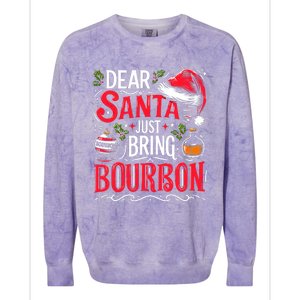 Dear Santa Just Bring Bourbon Christmas Pajamas Colorblast Crewneck Sweatshirt