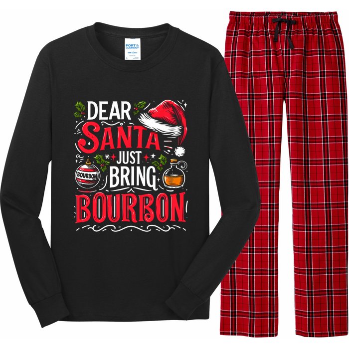 Dear Santa Just Bring Bourbon Christmas Pajamas Long Sleeve Pajama Set