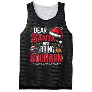 Dear Santa Just Bring Bourbon Christmas Pajamas Mesh Reversible Basketball Jersey Tank