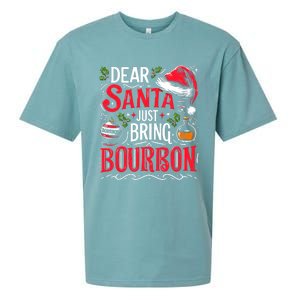 Dear Santa Just Bring Bourbon Christmas Pajamas Sueded Cloud Jersey T-Shirt