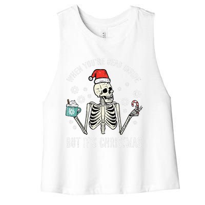 Dear Santa Just Bring Tequila Funny Drinking Christmas  Women's Racerback Cropped Tank