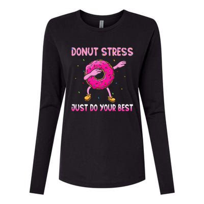 Donut Stress Just Do Your Best Teachers Testing Day Womens Cotton Relaxed Long Sleeve T-Shirt