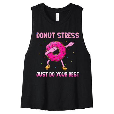 Donut Stress Just Do Your Best Teachers Testing Day Women's Racerback Cropped Tank