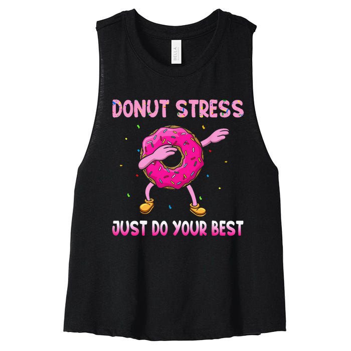 Donut Stress Just Do Your Best Teachers Testing Day Women's Racerback Cropped Tank