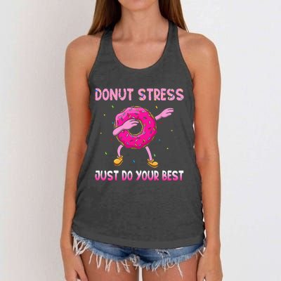 Donut Stress Just Do Your Best Teachers Testing Day Women's Knotted Racerback Tank