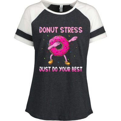 Donut Stress Just Do Your Best Teachers Testing Day Enza Ladies Jersey Colorblock Tee