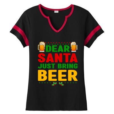 Dear Santa Just Bring Beer Great Gift Ladies Halftime Notch Neck Tee