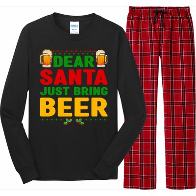 Dear Santa Just Bring Beer Great Gift Long Sleeve Pajama Set