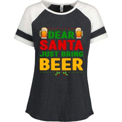 Dear Santa Just Bring Beer Great Gift Enza Ladies Jersey Colorblock Tee