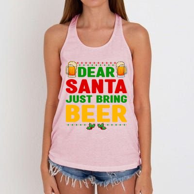 Dear Santa Just Bring Beer Great Gift Women's Knotted Racerback Tank