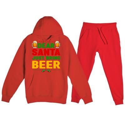 Dear Santa Just Bring Beer Great Gift Premium Hooded Sweatsuit Set