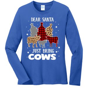 Dear Santa Just Bring Cows Christmas Xmas Funny Cool Gift Ladies Long Sleeve Shirt