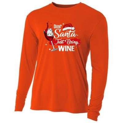 Dear Santa Just Bring Wine It Is My Perfect Christmas Funny Gift Cooling Performance Long Sleeve Crew