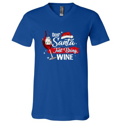 Dear Santa Just Bring Wine It Is My Perfect Christmas Funny Gift V-Neck T-Shirt