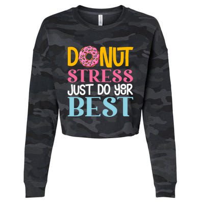 Donut Stress Just Do Your Best Rock The Test Day Teacher Cropped Pullover Crew